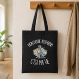 Tote Bag Noir Mon Dogue Allemand c'est ma vie