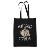 Tote Bag Noir Mon Eurasier c'est ma vie