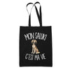 Tote Bag Noir Mon Saluki c'est ma vie