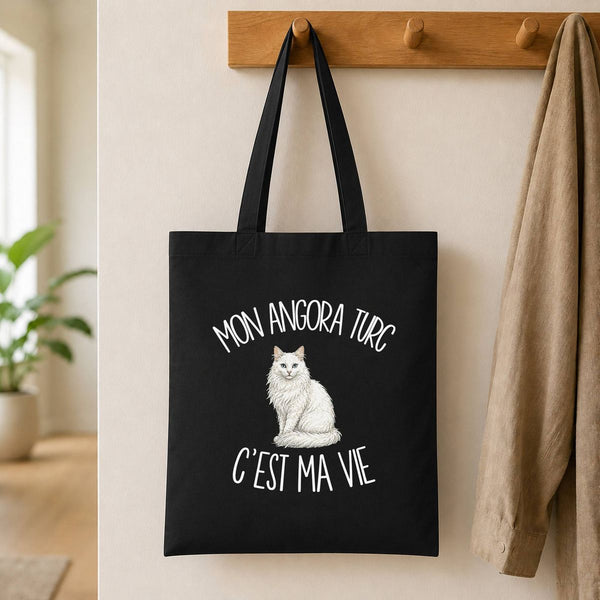 Tote Bag Noir Mon Angora Turc c'est ma vie
