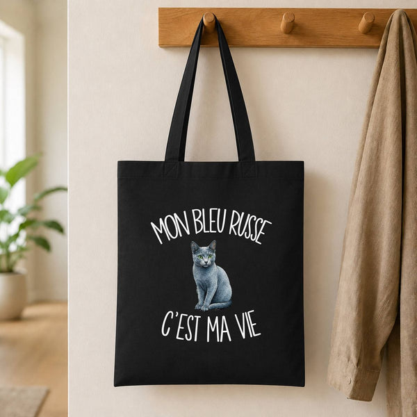 Tote Bag Noir Mon Bleu Russe c'est ma vie