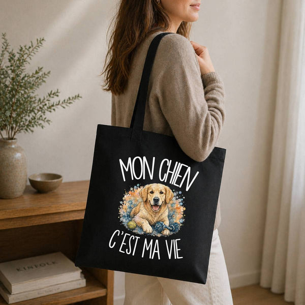 Tote Bag Noir Mon Chien c'est ma vie