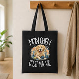 Tote Bag Noir Mon Chien c'est ma vie