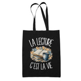 Tote Bag Noir La lecture c'est la vie