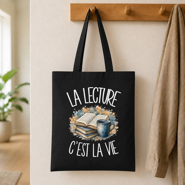 Tote Bag Noir La lecture c'est la vie