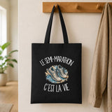 Tote Bag Noir Le semi-marathon c'est la vie