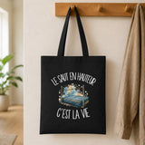Tote Bag Noir Le saut en hauteur c'est la vie