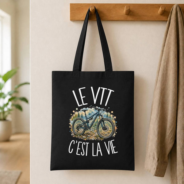Tote Bag Noir Le VTT c'est la vie