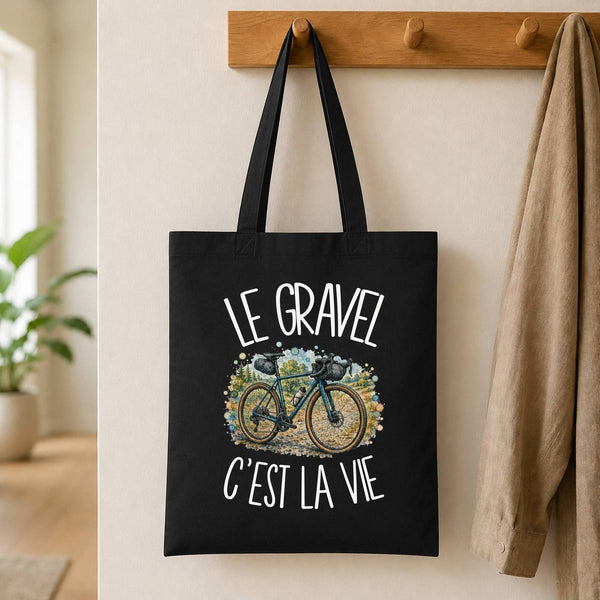 Tote Bag Noir Le gravel c'est la vie