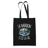 Tote Bag Noir La natation c'est la vie