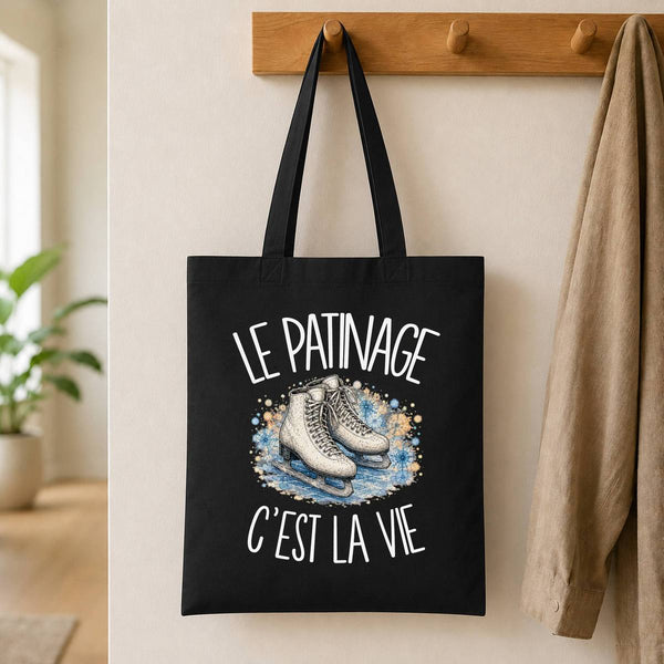 Tote Bag Noir Le patinage c'est la vie