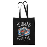 Tote Bag Noir Le curling c'est la vie