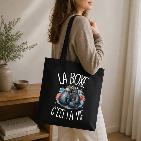 Tote Bag Noir La boxe c'est la vie