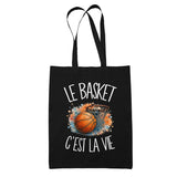 Tote Bag Noir Le basket c'est la vie