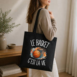 Tote Bag Noir Le basket c'est la vie