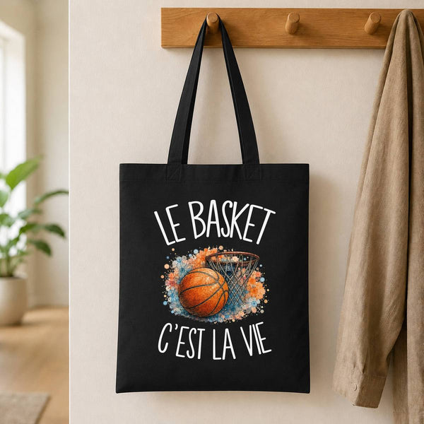 Tote Bag Noir Le basket c'est la vie