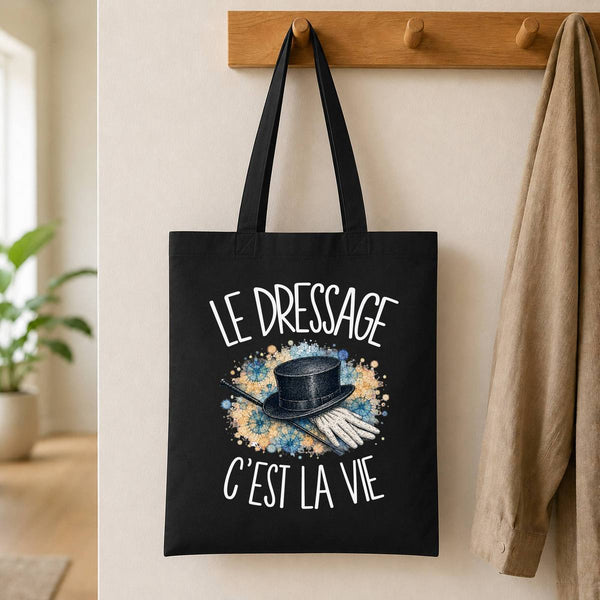 Tote Bag Noir Le dressage c'est la vie