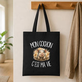 Tote Bag Noir Mon cochon c'est ma vie
