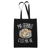 Tote Bag Noir Ma gerbille c'est ma vie