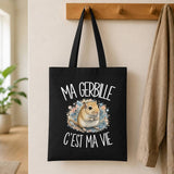 Tote Bag Noir Ma gerbille c'est ma vie