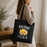 Tote Bag Noir Mon canari c'est ma vie