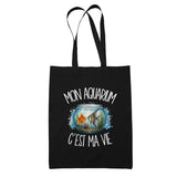 Tote Bag Noir Mon aquarium c'est ma vie