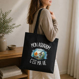 Tote Bag Noir Mon aquarium c'est ma vie