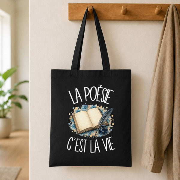 Tote Bag Noir La poésie c'est la vie