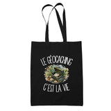 Tote Bag Noir Le géocaching c'est la vie