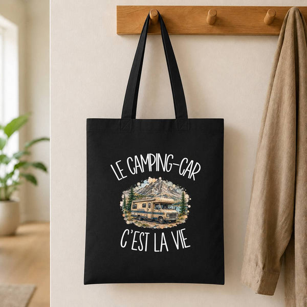 Tote Bag Noir Le camping-car c'est la vie