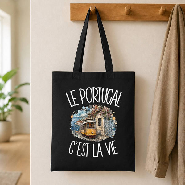 Tote Bag Noir Le Portugal c'est la vie