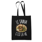 Tote Bag Noir Le sauna c'est la vie
