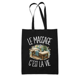 Tote Bag Noir Le massage c'est la vie