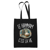 Tote Bag Noir Le hammam c'est la vie