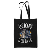 Tote Bag Noir Les loups c'est la vie