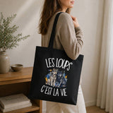 Tote Bag Noir Les loups c'est la vie