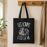 Tote Bag Noir Les loups c'est la vie
