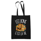 Tote Bag Noir Les lions c'est la vie