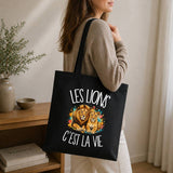 Tote Bag Noir Les lions c'est la vie
