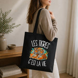 Tote Bag Noir Les tigres c'est la vie