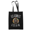 Tote Bag Noir Les gorilles c'est la vie