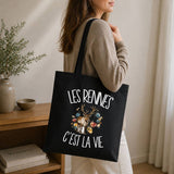 Tote Bag Noir Les rennes c'est la vie