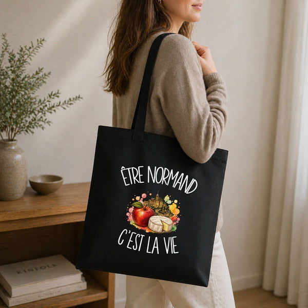 Tote Bag Noir Être normand c'est la vie