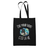 Tote Bag Noir Être manip radio c'est la vie