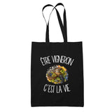 Tote Bag Noir Être vigneron c'est la vie