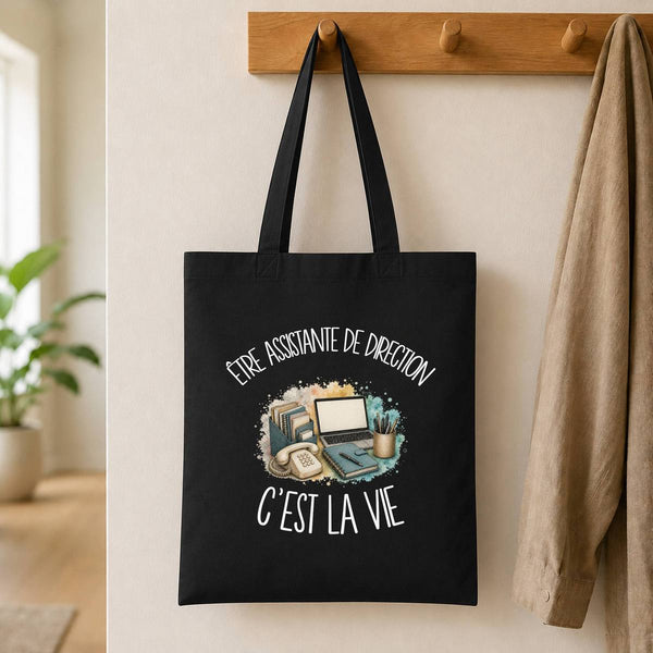 Tote Bag Noir Être assistante de direction c'est la vie