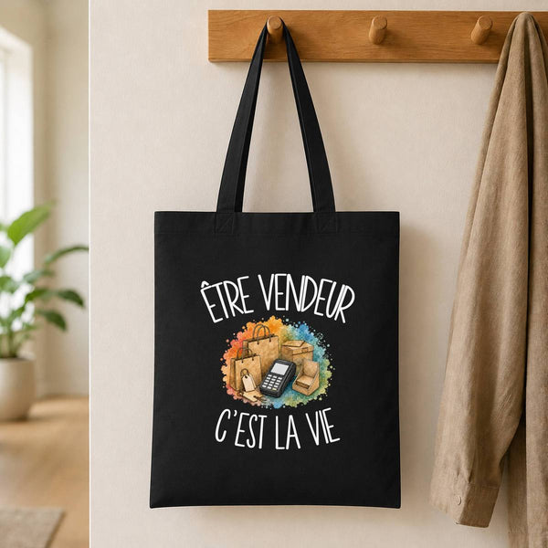 Tote Bag Noir Être vendeur c'est la vie