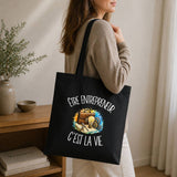 Tote Bag Noir Être entrepreneur c'est la vie