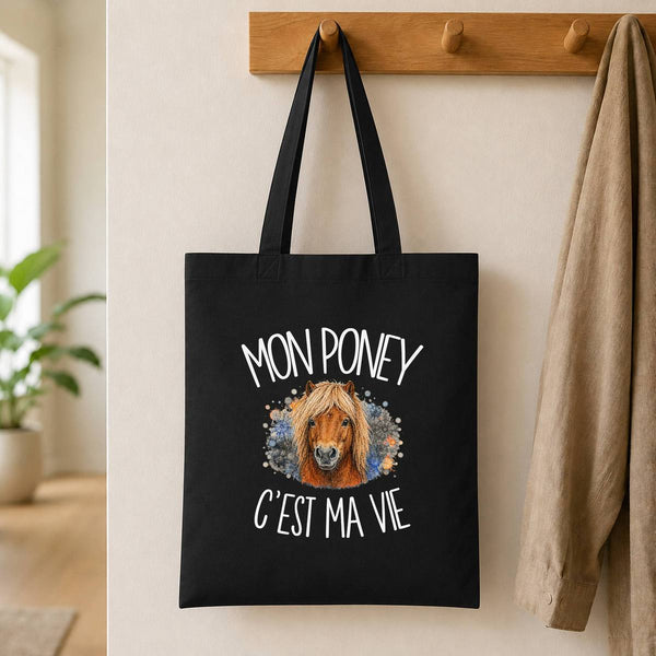Tote Bag Noir Mon poney c'est ma vie