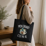 Tote Bag Noir Mon canard c'est ma vie
